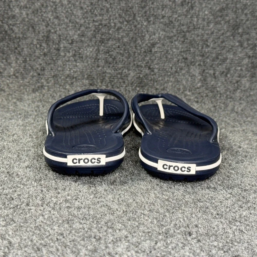 Crocs Crocband Flip Flops Women's 8 Blue White Summer Beach Thong Sandals